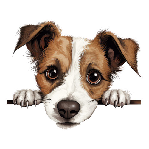 Jack russel peeking dog vinyl - russel,